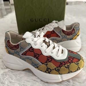 New Authentic Gucci 663681 Women's‎ Rhyton Sneakers Size 35.5 35 1/2